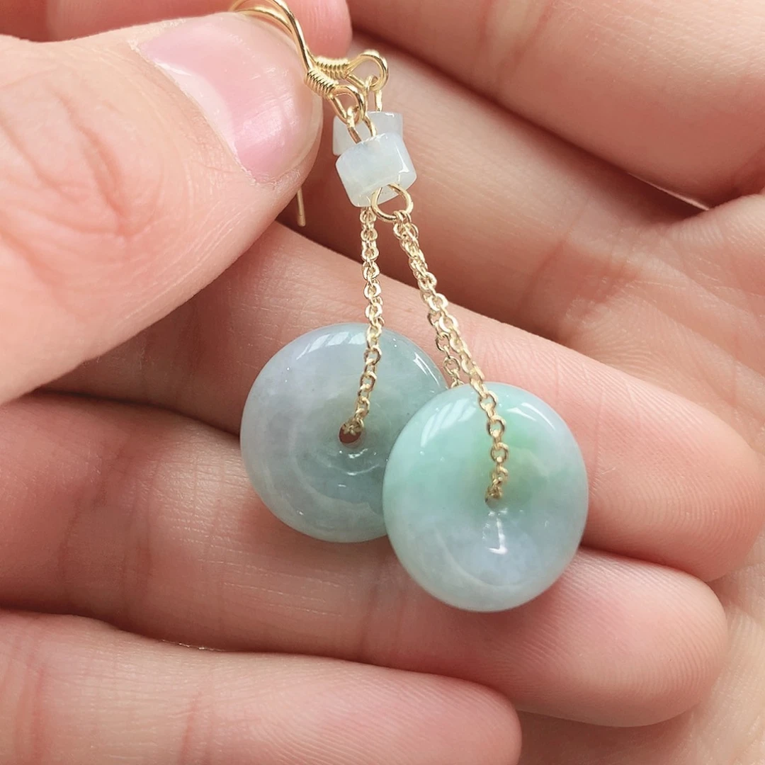 翡翠耳饰银S925镶嵌耳饰