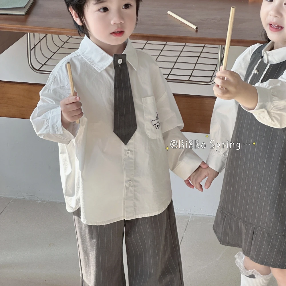 bi8bo2025春季新款韩版学院风中性条纹西裤套装 31083