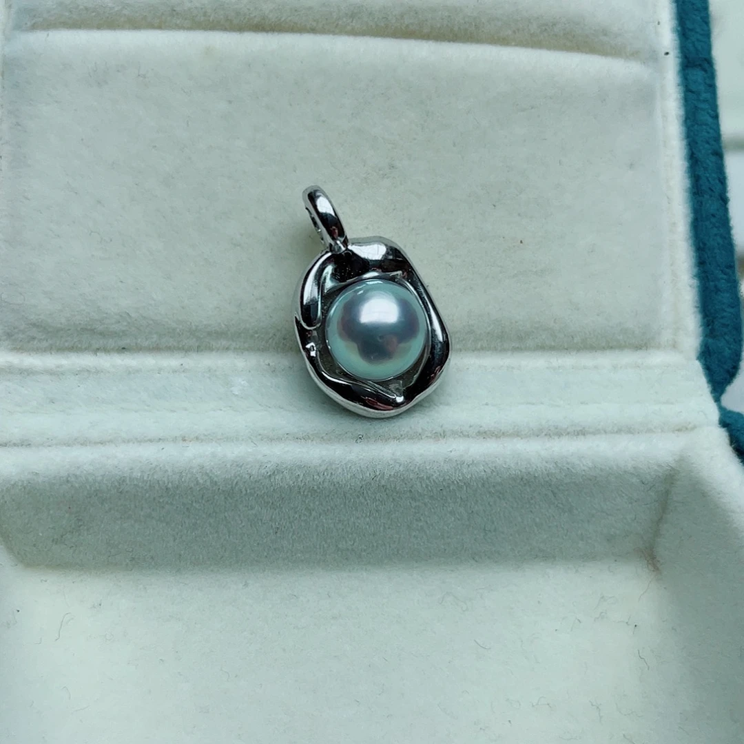 m***儿海水珍珠银S925镶嵌吊坠(不含链)