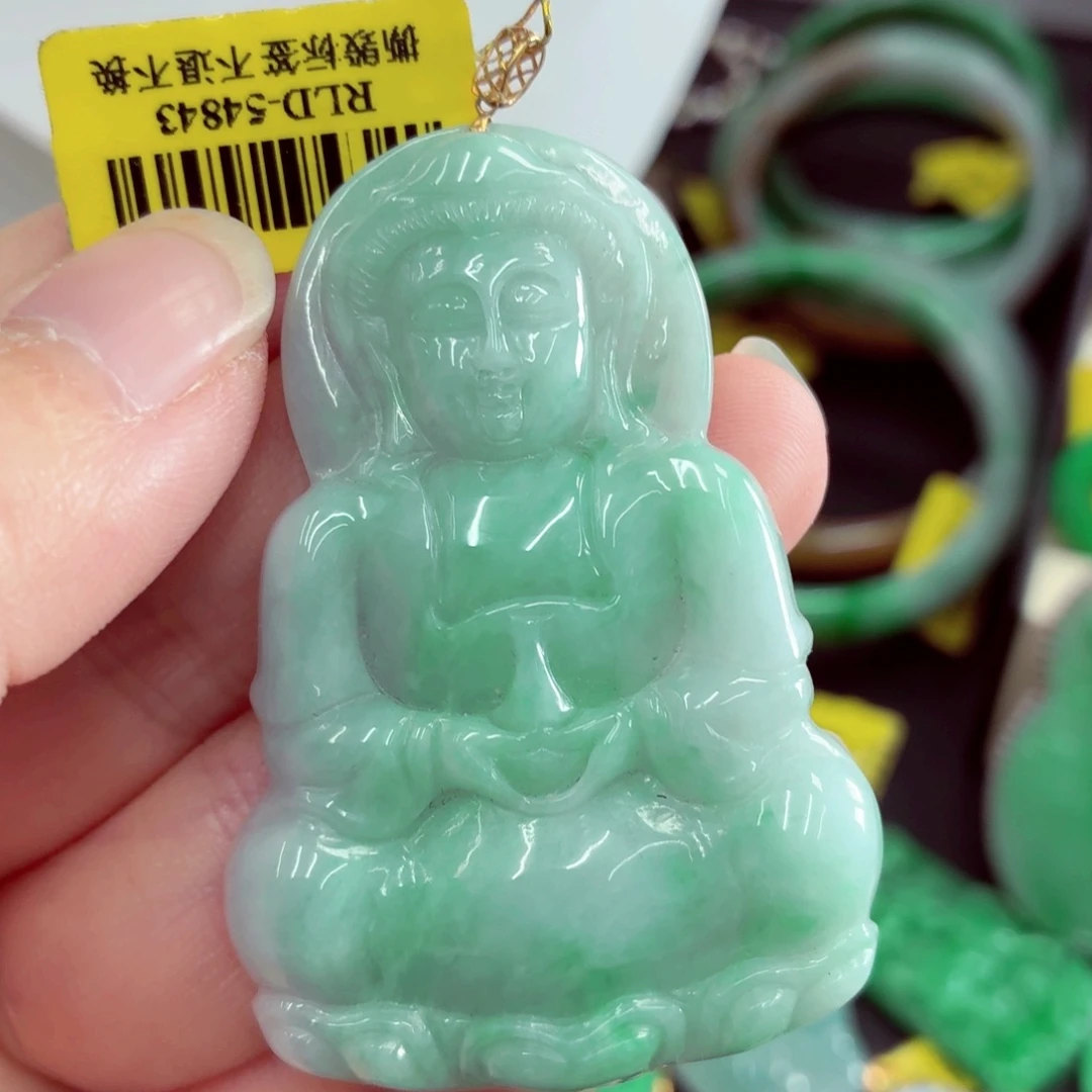 翡翠18K金镶嵌吊坠(不含链)