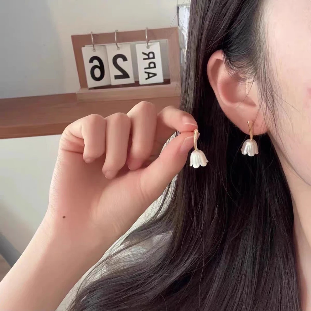 铜合金耳饰 「百合庄园」复古港风郁金香蚊香盘耳夹耳饰无痛森系