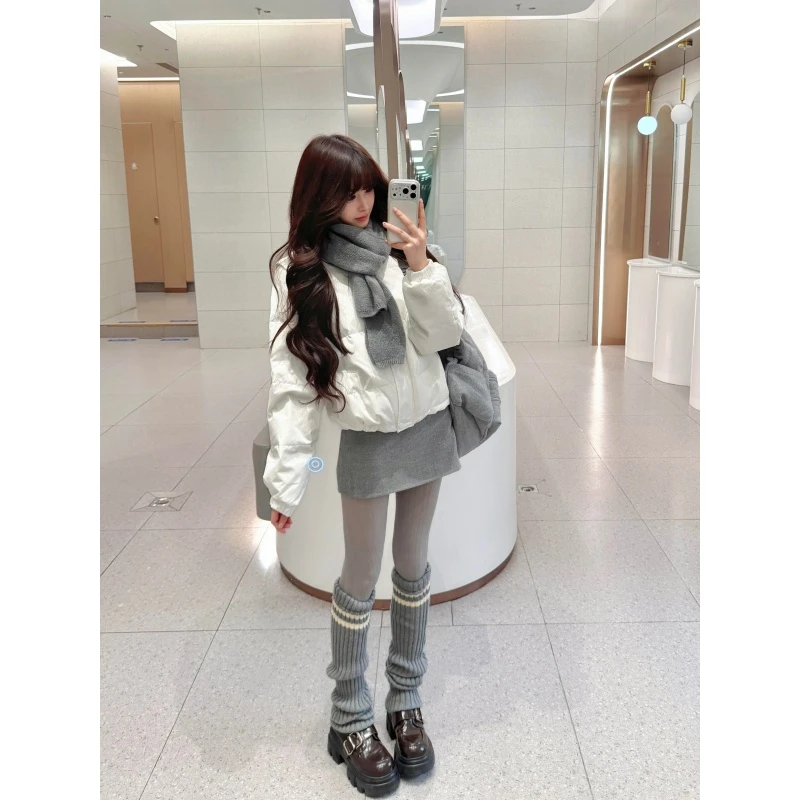 MARIE.COCO韩系简约风秋冬加厚立领棉服外套搭千金风半身裙女穿搭