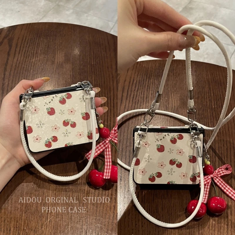 适用华为purax手机壳pocket2折叠屏护轴烫金草莓樱桃小米mixflip2