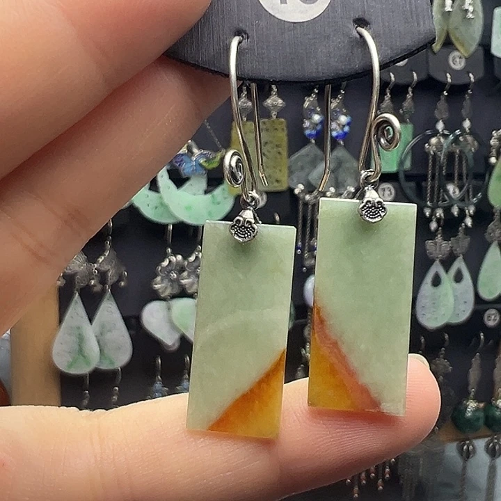 大***卷翡翠银S925镶嵌耳饰