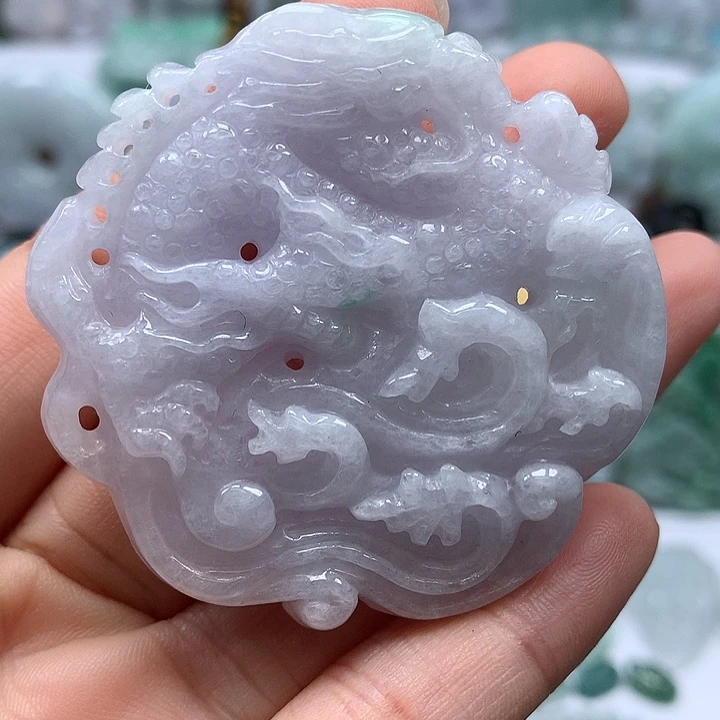 翡翠未镶嵌颈饰仿古龙行天下两面工艺福利