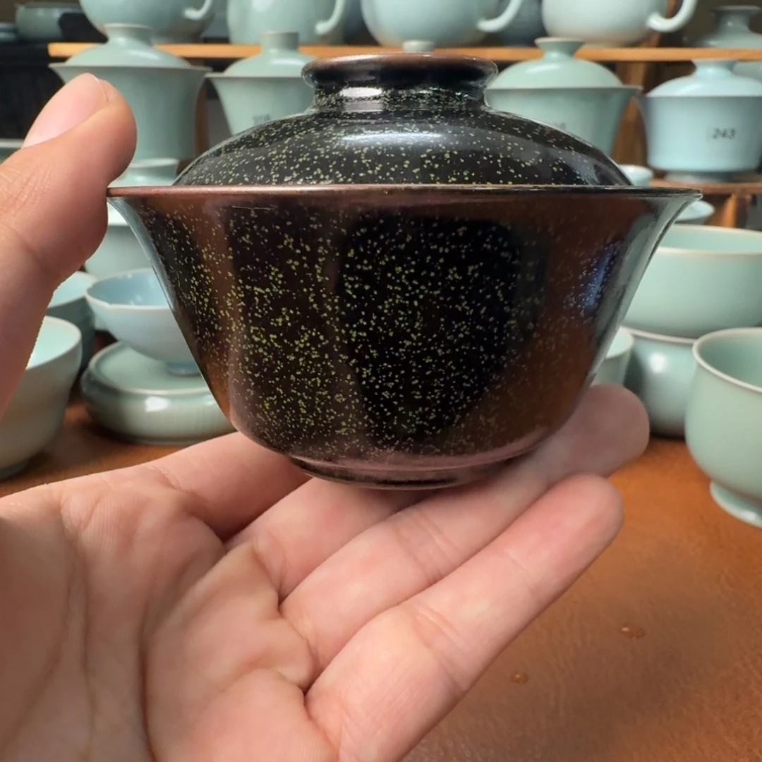 陶摆件一级茶叶沫两才小乔盖碗