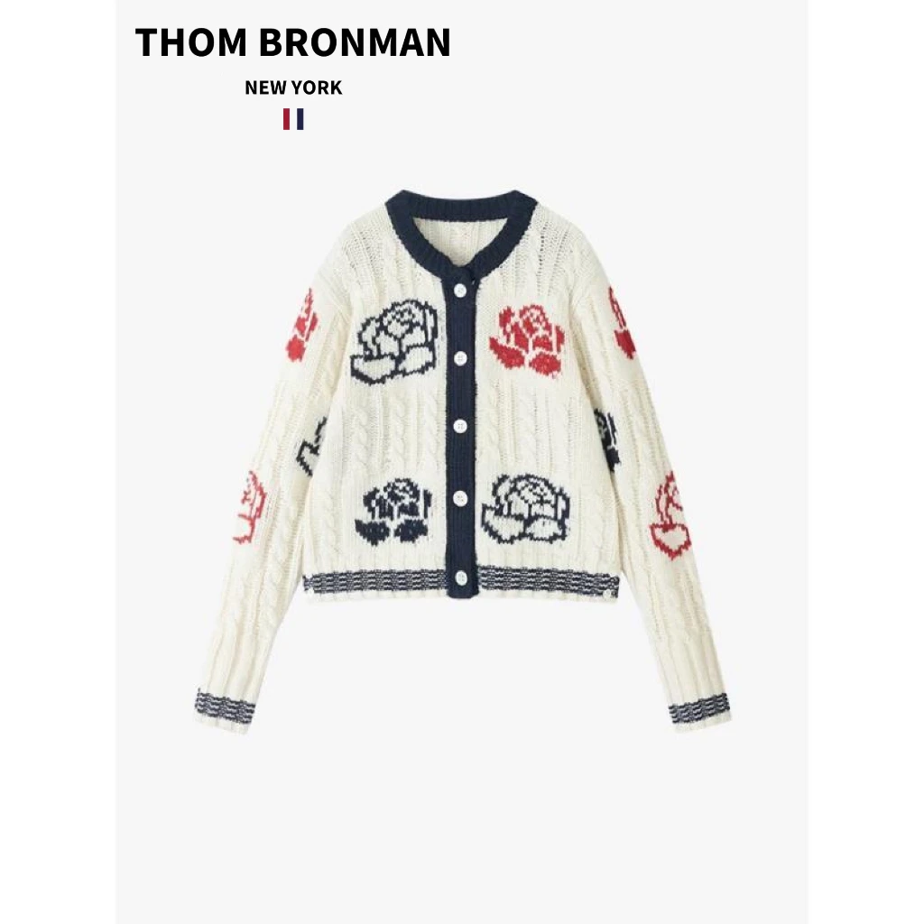 TB【官方正品】THOMBRONMAN汤姆布郎/粗针玫瑰100羊毛针织开衫外套