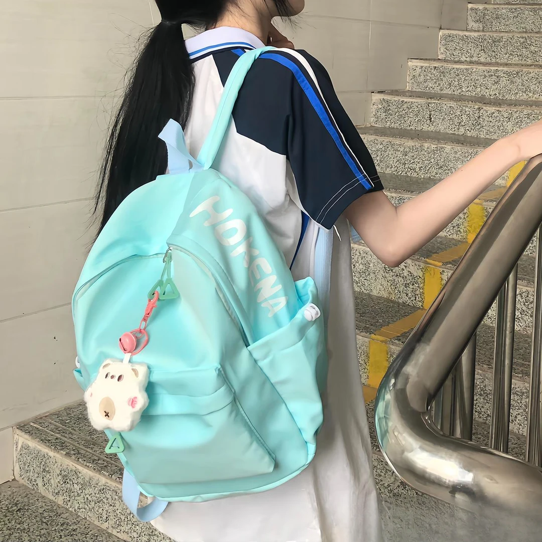 简约轻便书包日系校园初中高中大学生上学双肩包夏天休闲外出背包