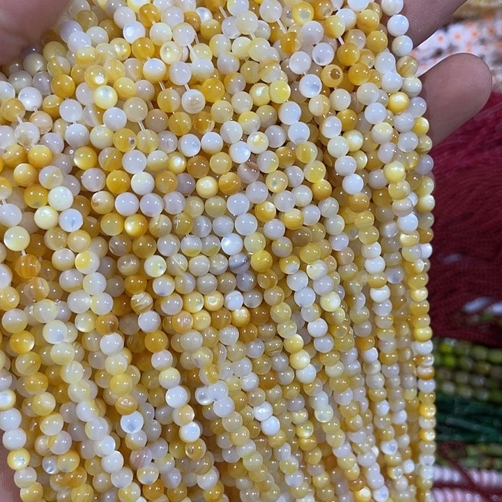 玛瑙/玉髓合金珠宝半成品一条5mm黄金贝圆珠