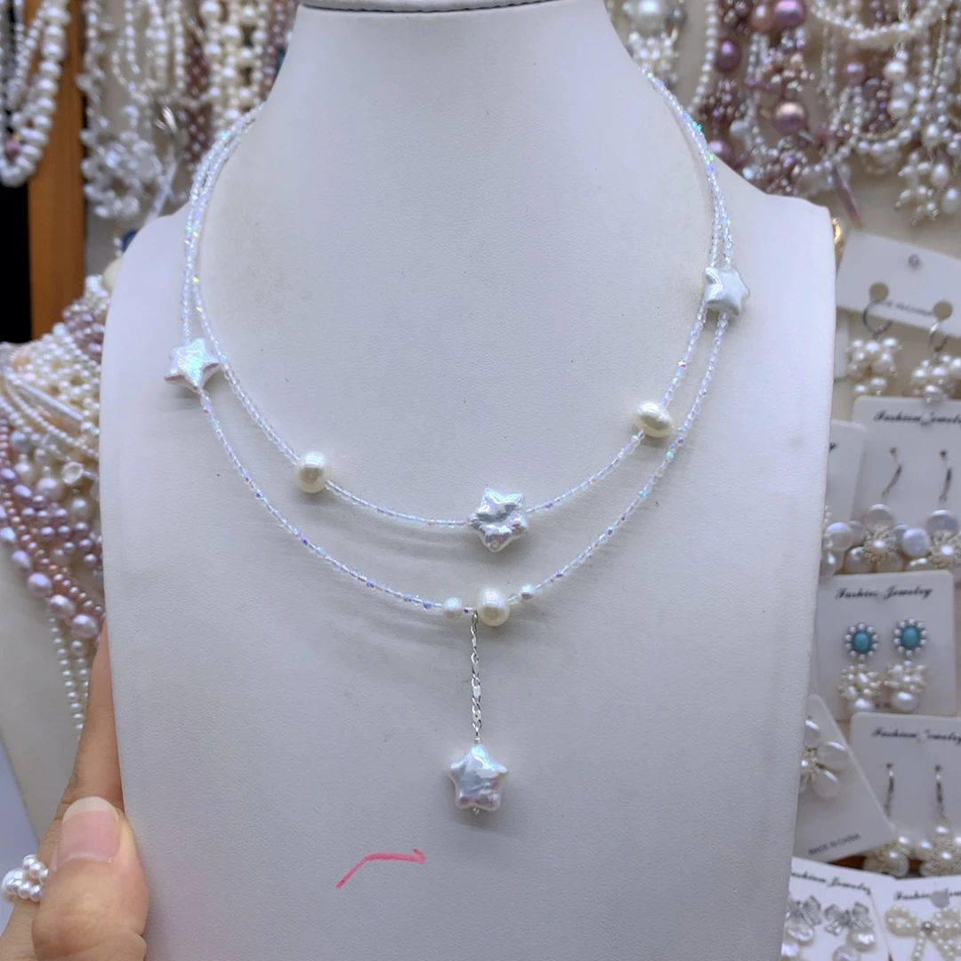 合金淡水珍珠项链耳饰