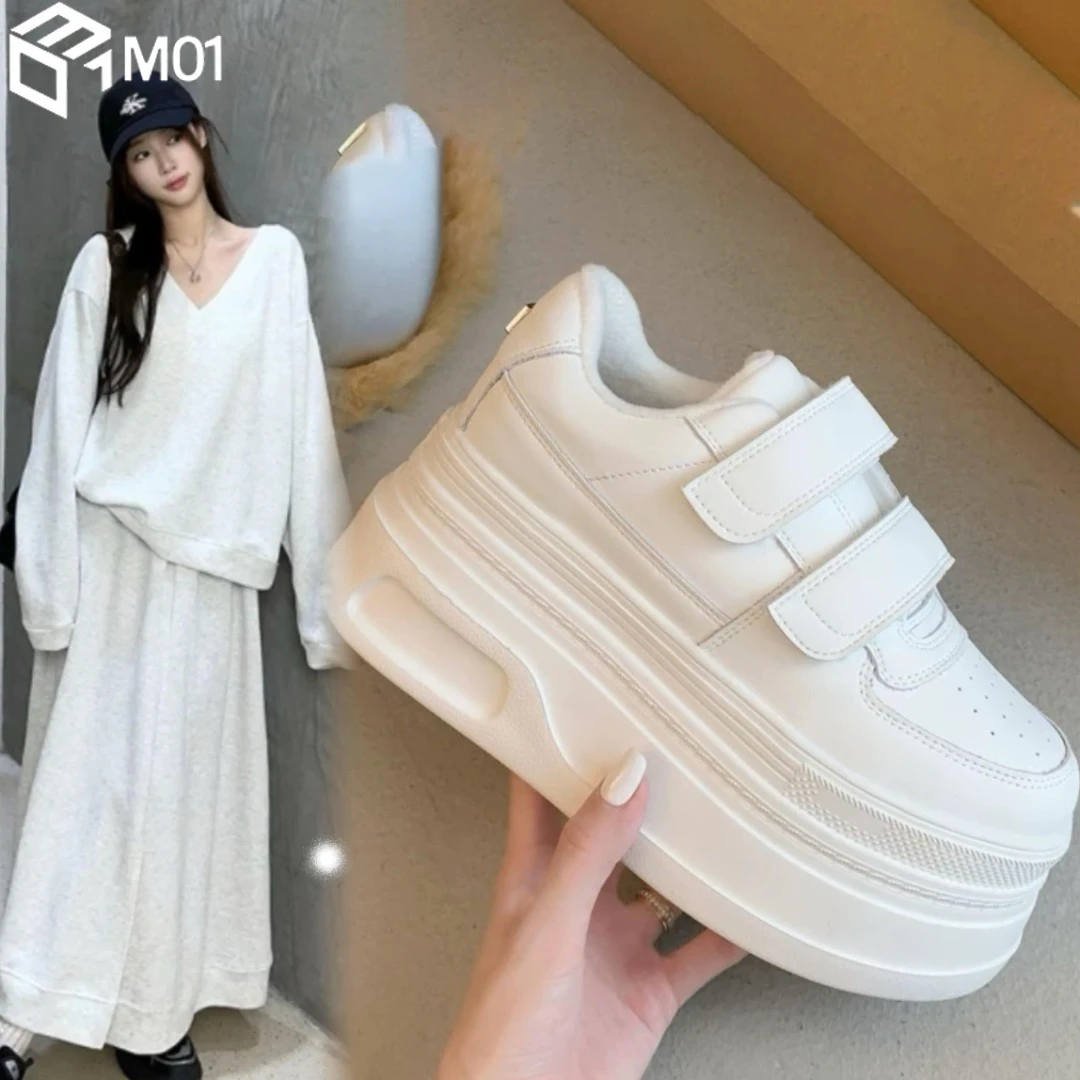 M01魔术贴小白鞋女士2025新款秋季厚底休闲增高时尚百搭经典板鞋