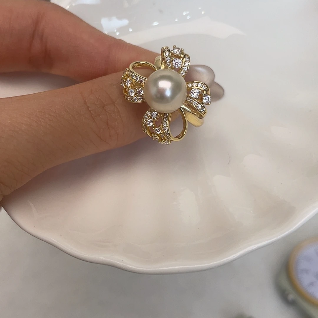 戒指海水珍珠银S925镶嵌