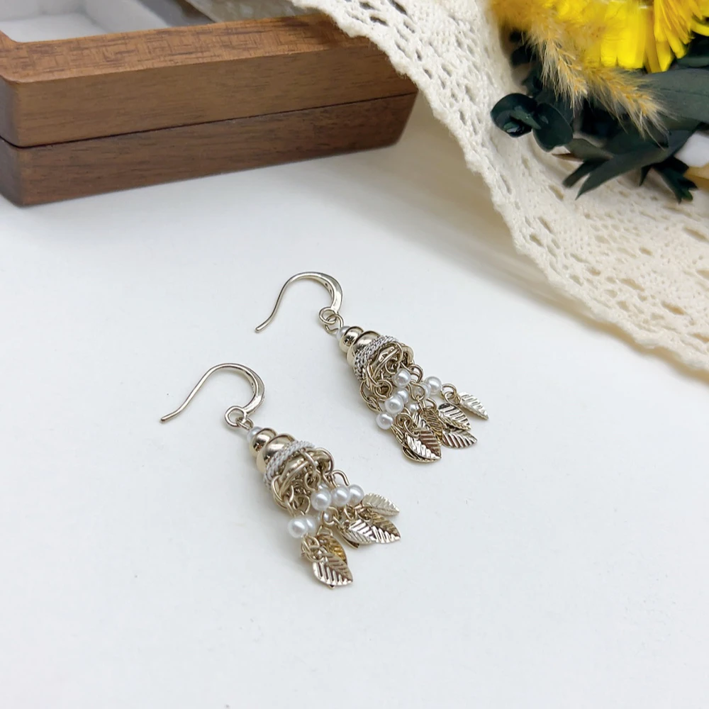 铜合金仿珍珠耳饰 02727 好啊商店 复古流苏耳钩