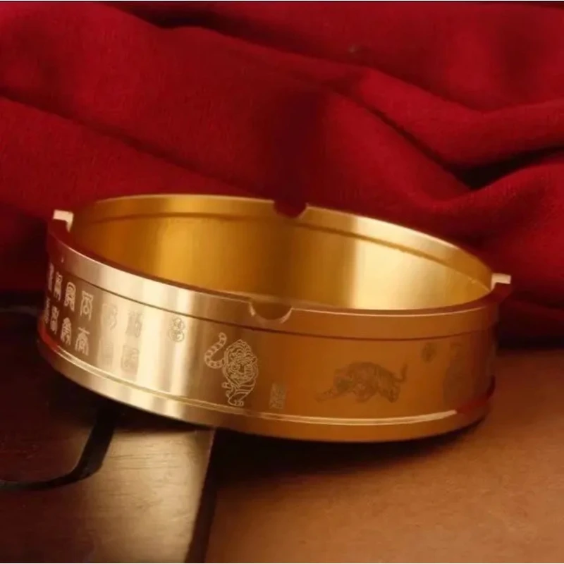 黄铜大气家用高档底座爆款烟灰缸茶桌茶几办公室铜烟灰缸摆件客厅