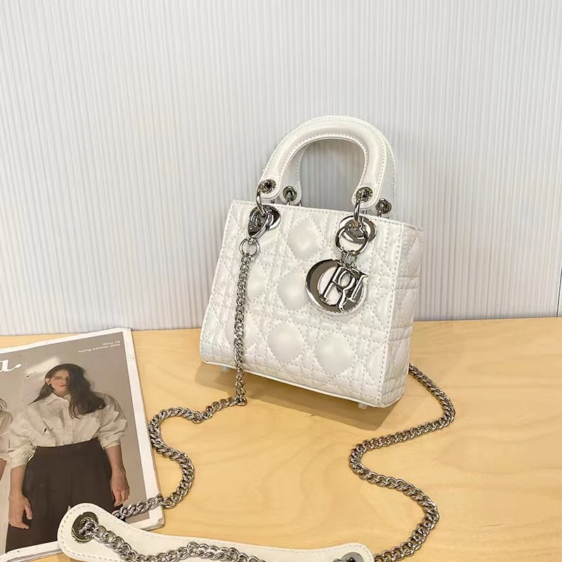 银扣【三格小号】气质菱格女妃包2024新款高级感手提时尚百搭斜挎包