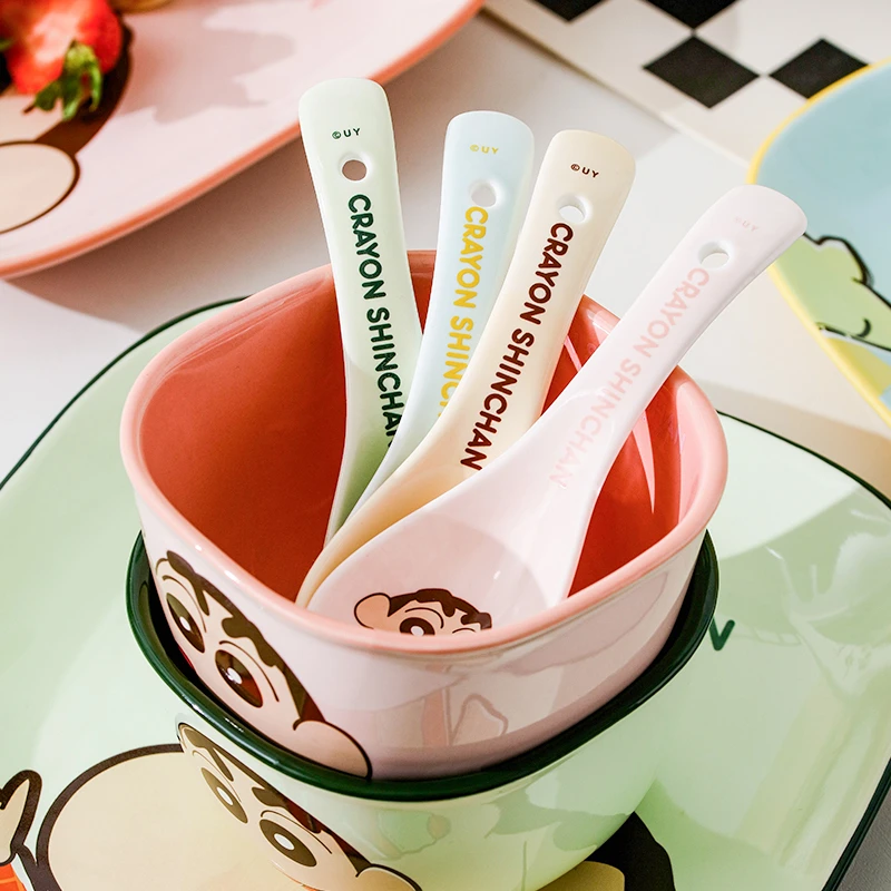 蜡笔小新陶瓷方形碗餐具套装2025新款家用儿童可爱餐具蜡笔小新碗