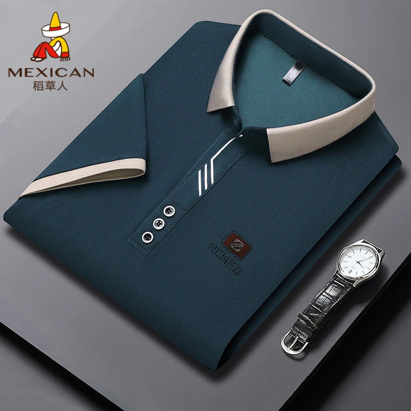 Mexican/稻草人男士夏季POLO衫商务休闲短袖t恤宽松透气半袖上衣