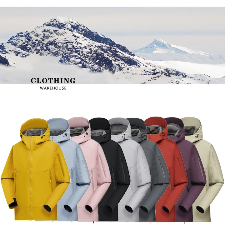 五防户外登山软壳加绒连帽冲锋衣情侣夹克8802春秋运动防水外套