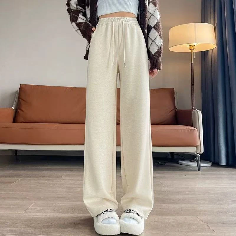 8852春装新款时尚宽松高腰休闲显瘦窄版糯米直筒裤女