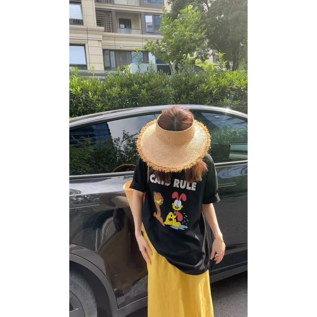 QiongQiong人手款！圆领卡通字母印花宽松短袖T恤