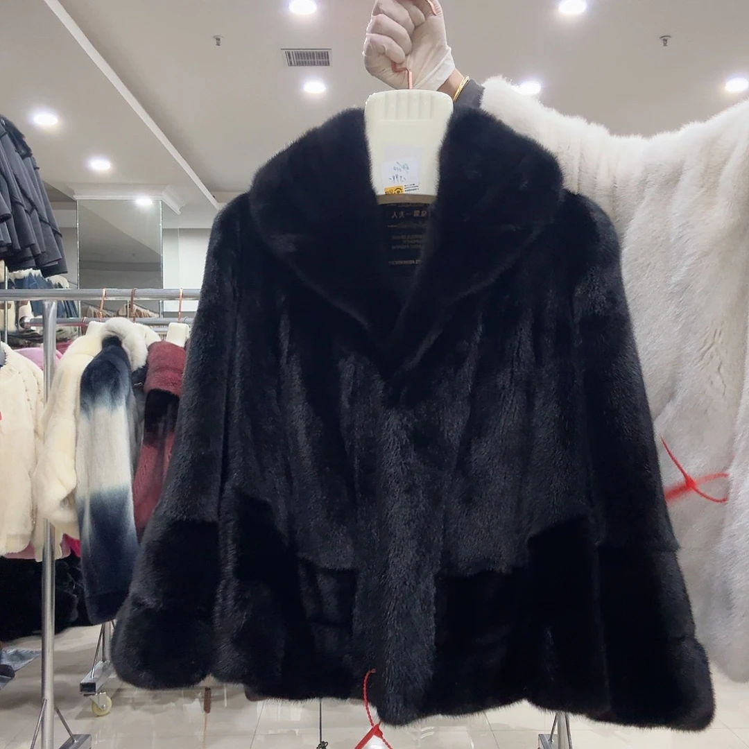 黑色翻领貂皮yh0030