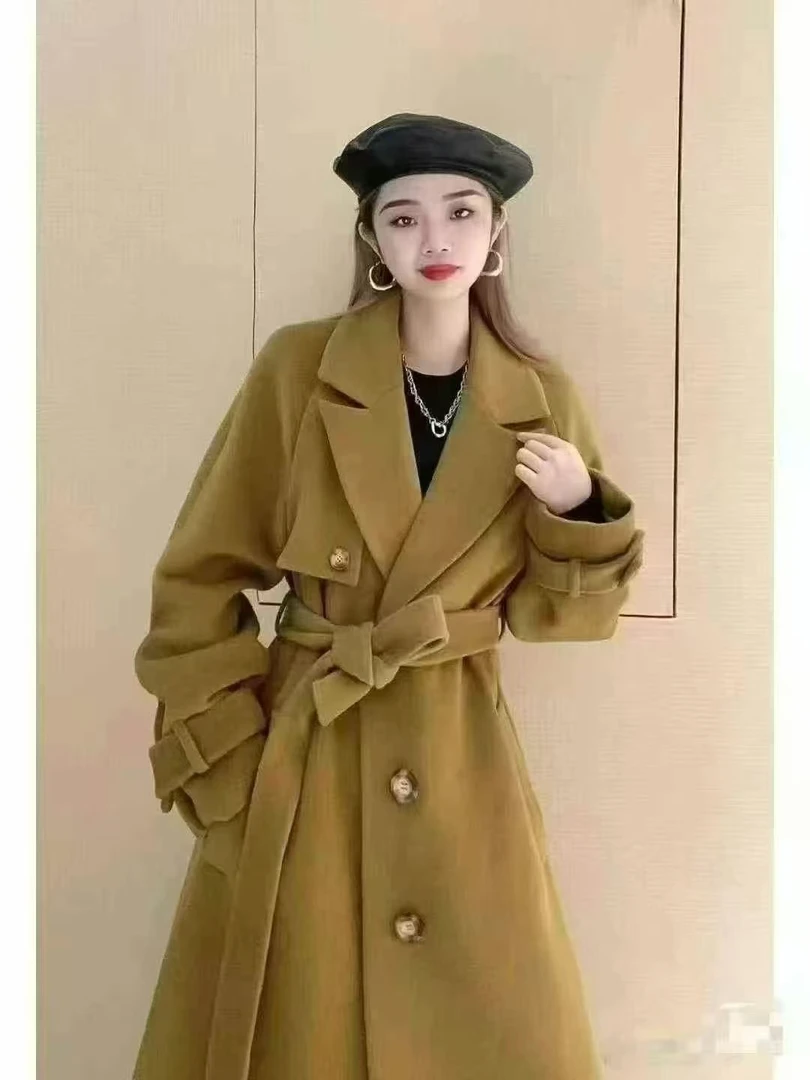 不支持退换/女长款毛呢外套大衣宽松女装西装5400699