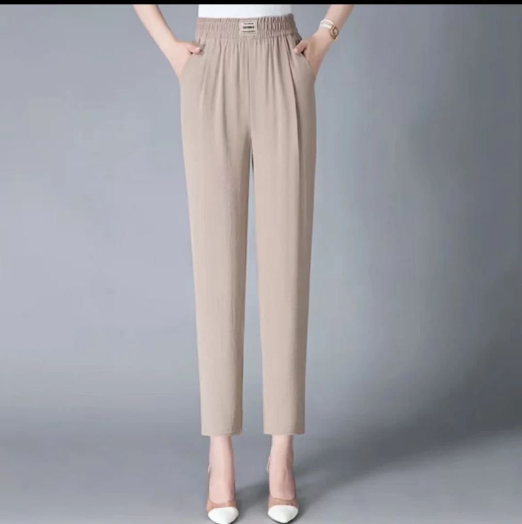 柔软针织小脚裤显瘦高腰中老年休闲大码夏季薄款宽松百搭时尚直筒