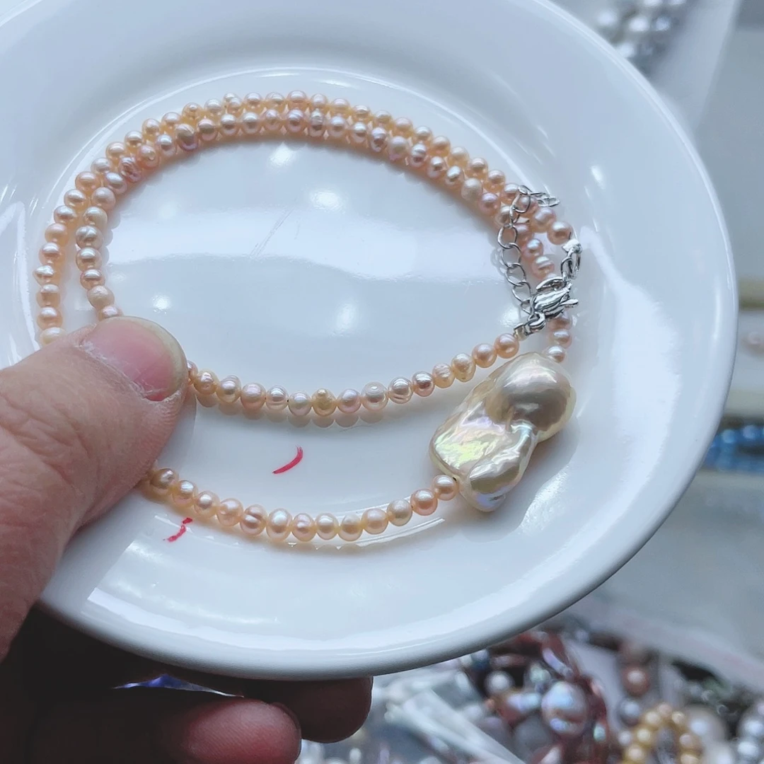 淡水珍珠颈饰钛钢