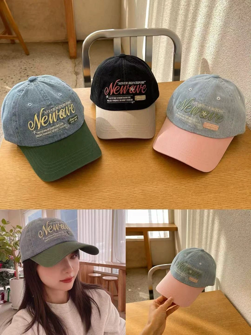 帽之都韩新款牛仔拼接棒球帽