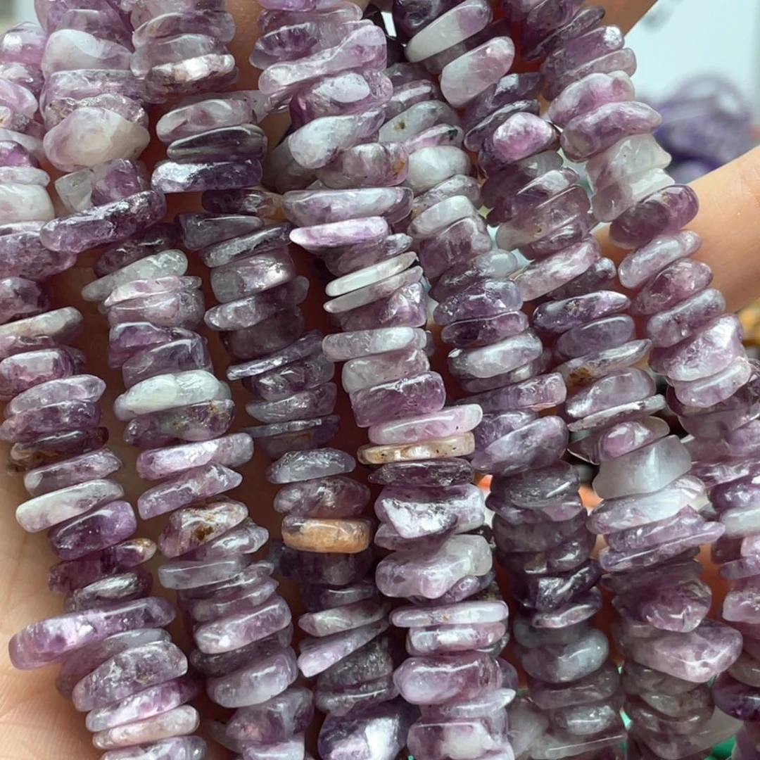 玛瑙/玉髓未镶嵌珠宝半成品一条装卡10左右紫锂云母随行隔片