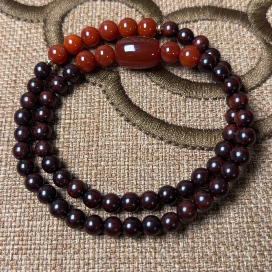 印度小叶紫檀，双圈手串