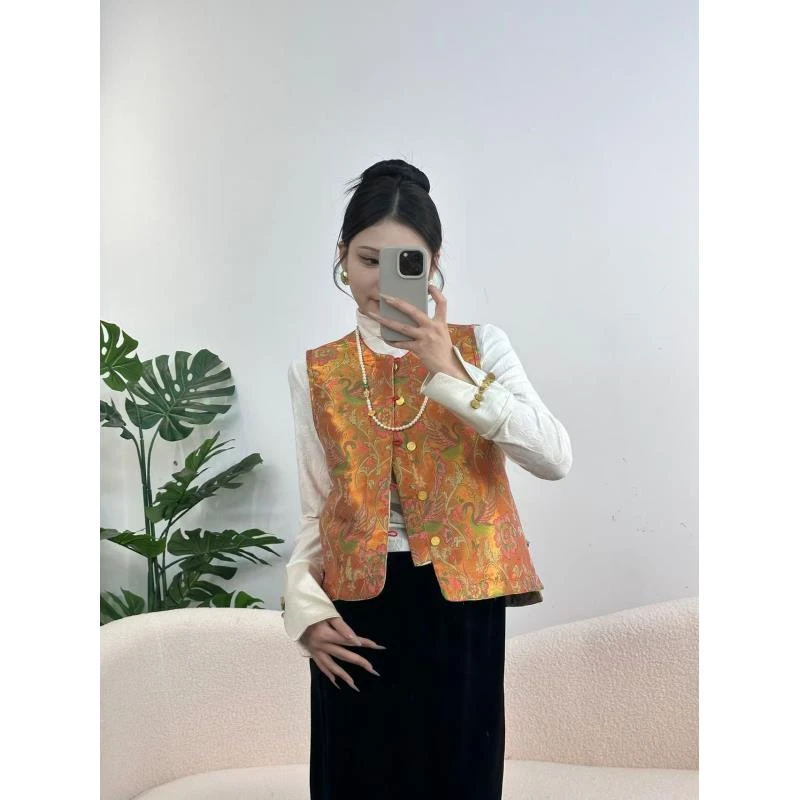 CHUNTIAN【天鹅湖】新中式宋锦拼接双面双穿马甲