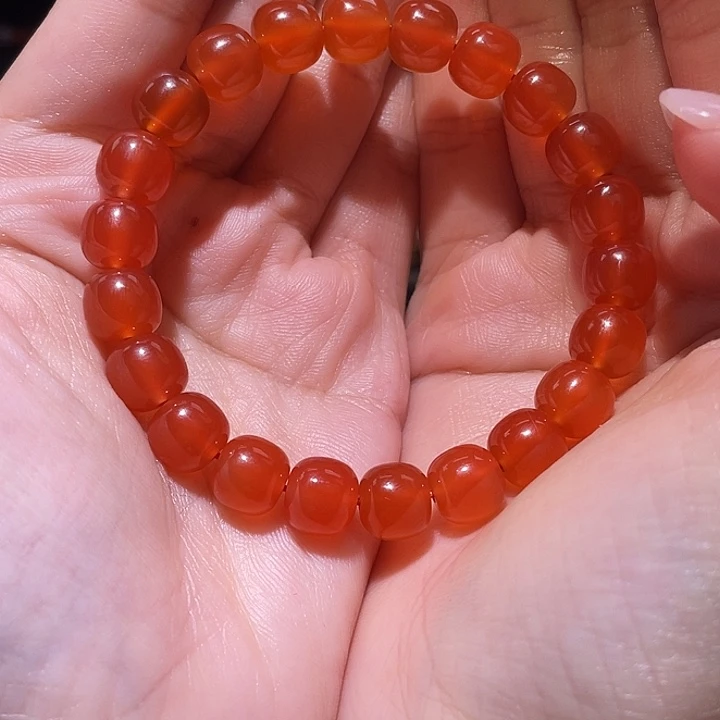南红玛瑙原矿南红小庄冰红老型卡8手串未镶嵌