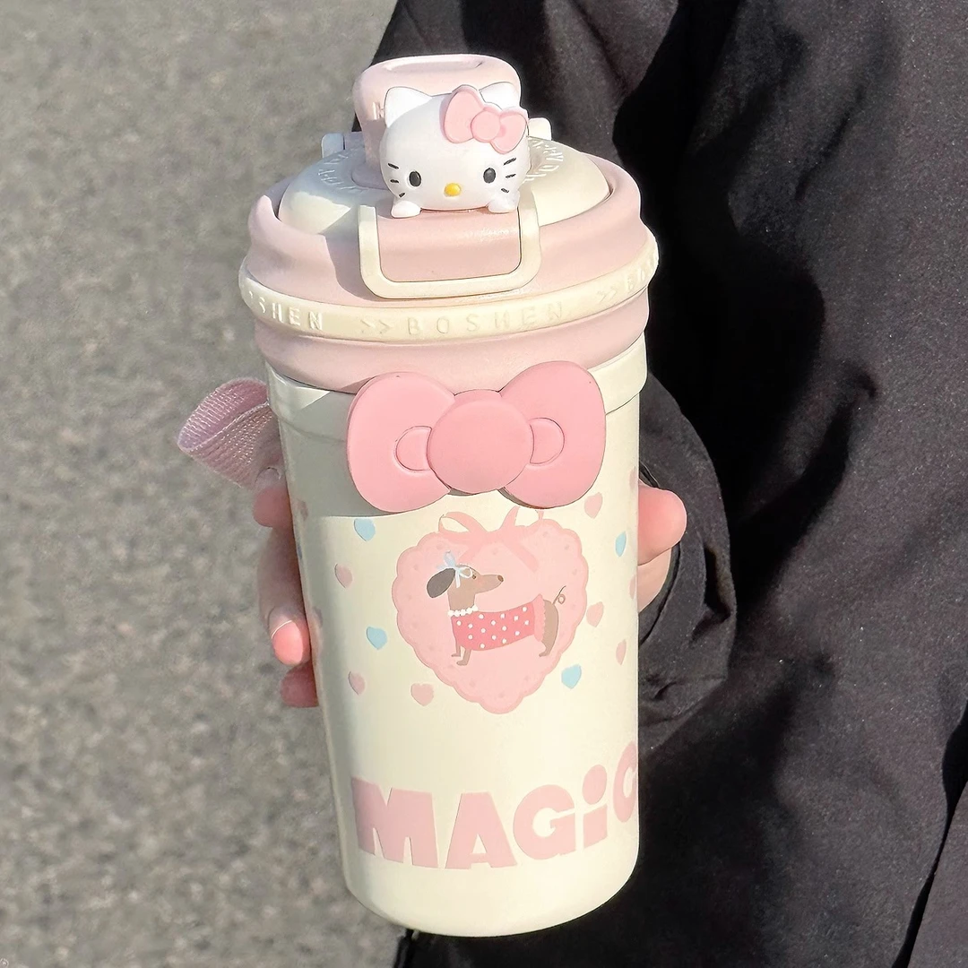 奶fufu保温杯女士专用咖啡杯高颜值水杯可爱学生情侣便携吸管杯子