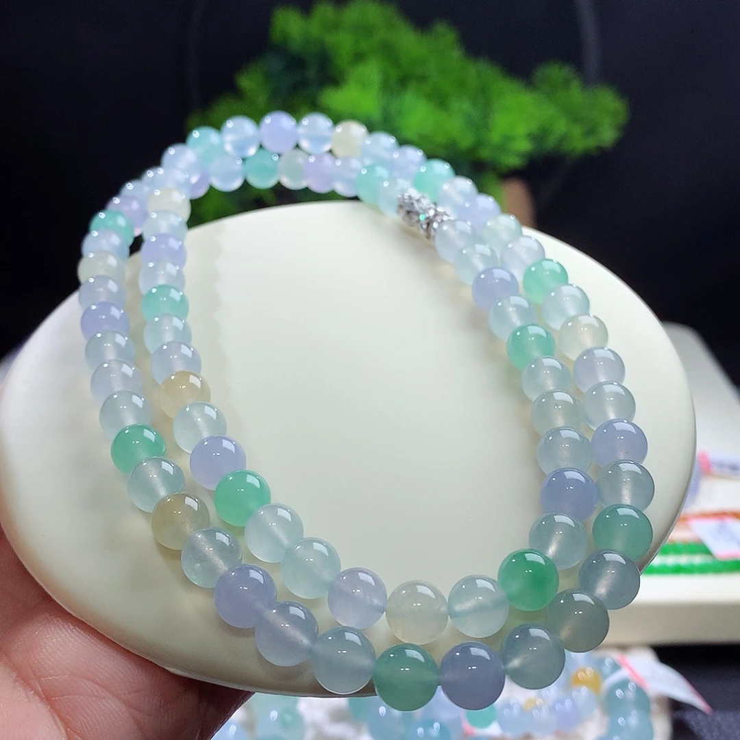 项链未镶嵌翡翠内秀温柔 高冰马卡龙 卡8mm
