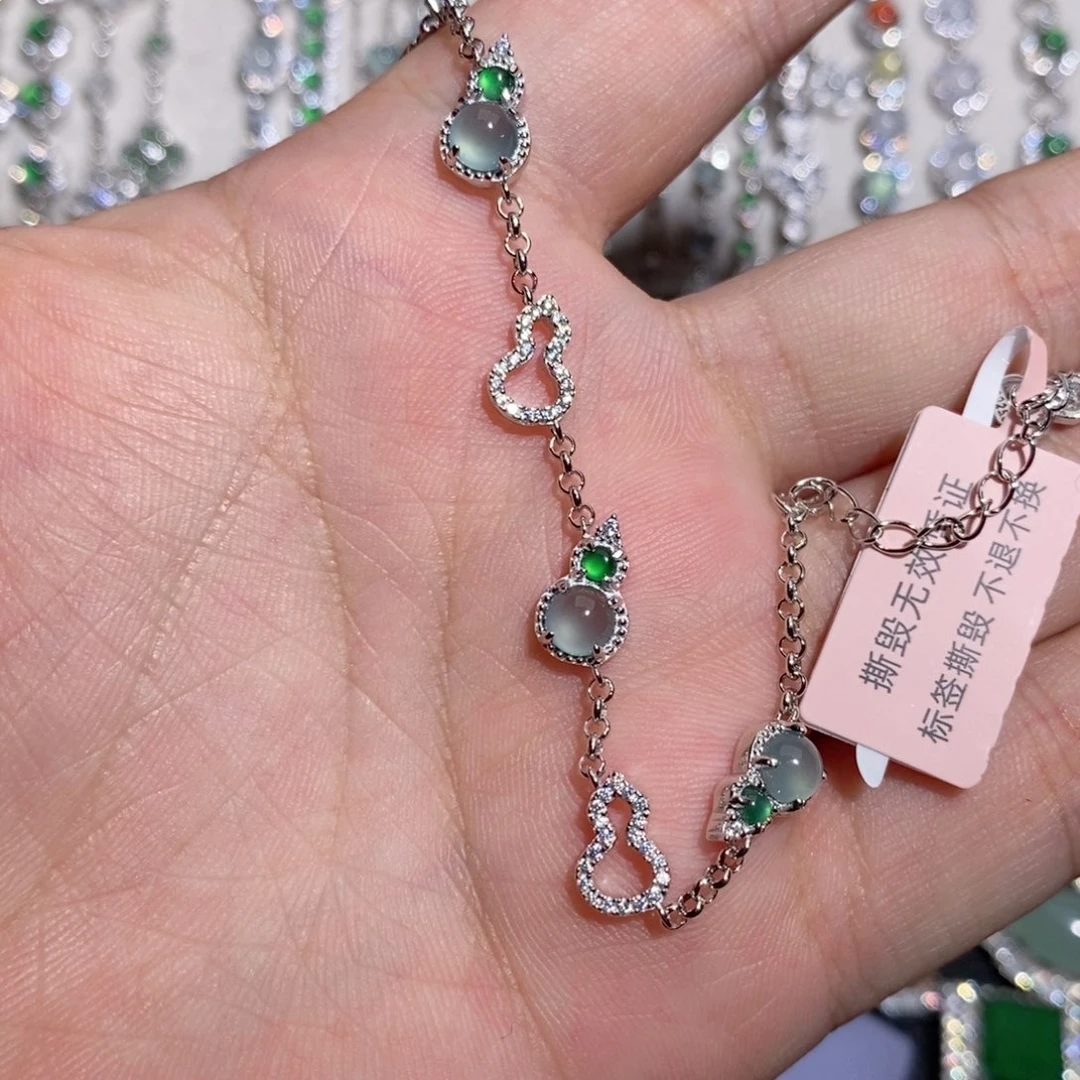 银S925镶嵌手链翡翠k j k k
