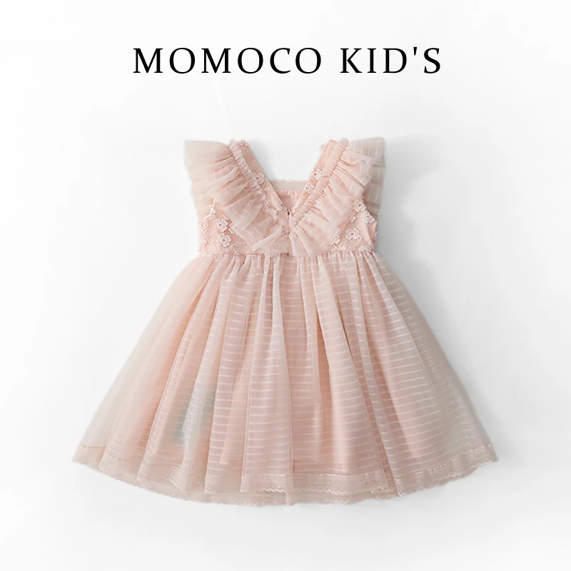 MOMOCO女童新款连衣裙夏季无袖背心V领公主纱裙75680470013
