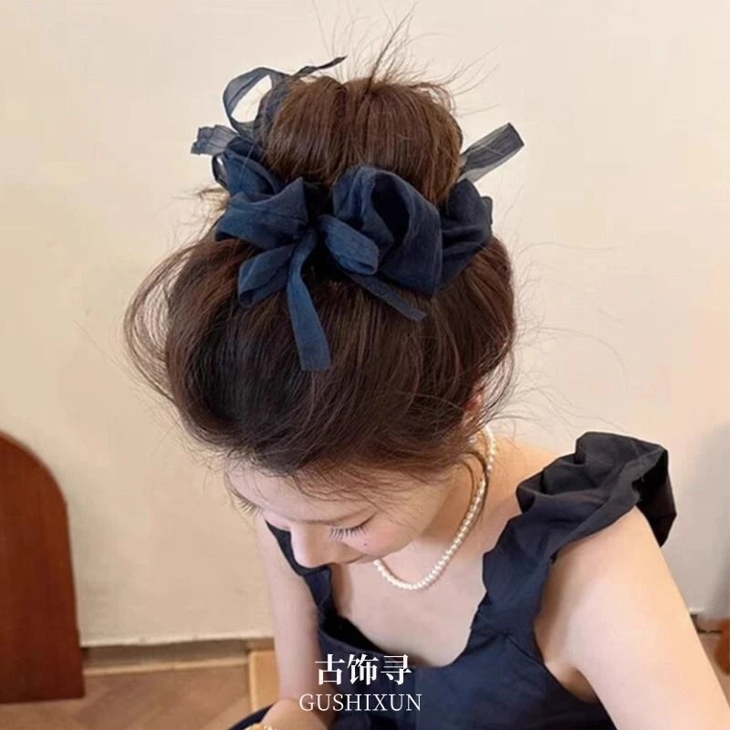 温柔网纱蝴蝶结大肠发圈女2025新款扎马尾不伤发头绳气质发绳头花