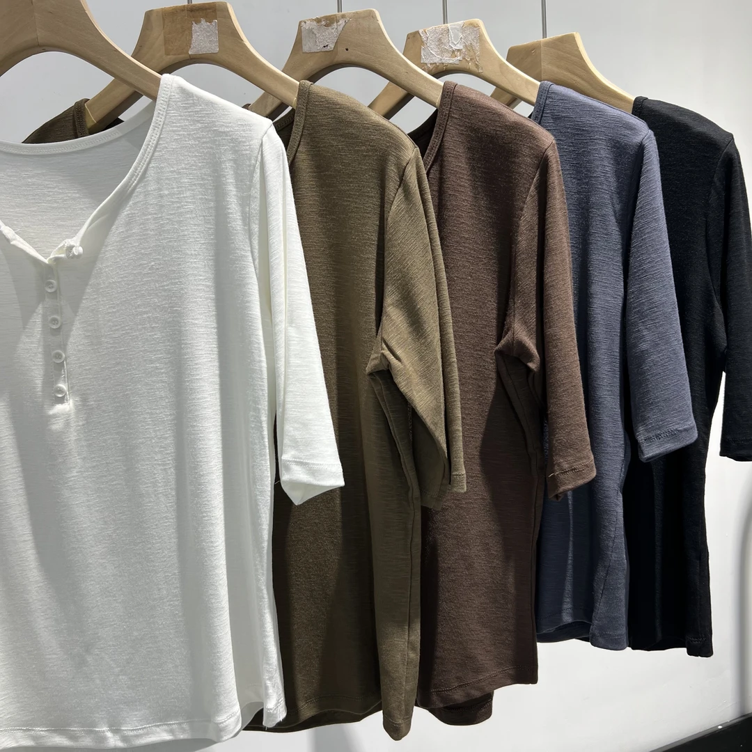 2025春季新款通勤显瘦半袖打底衫气质简约休闲女上衣