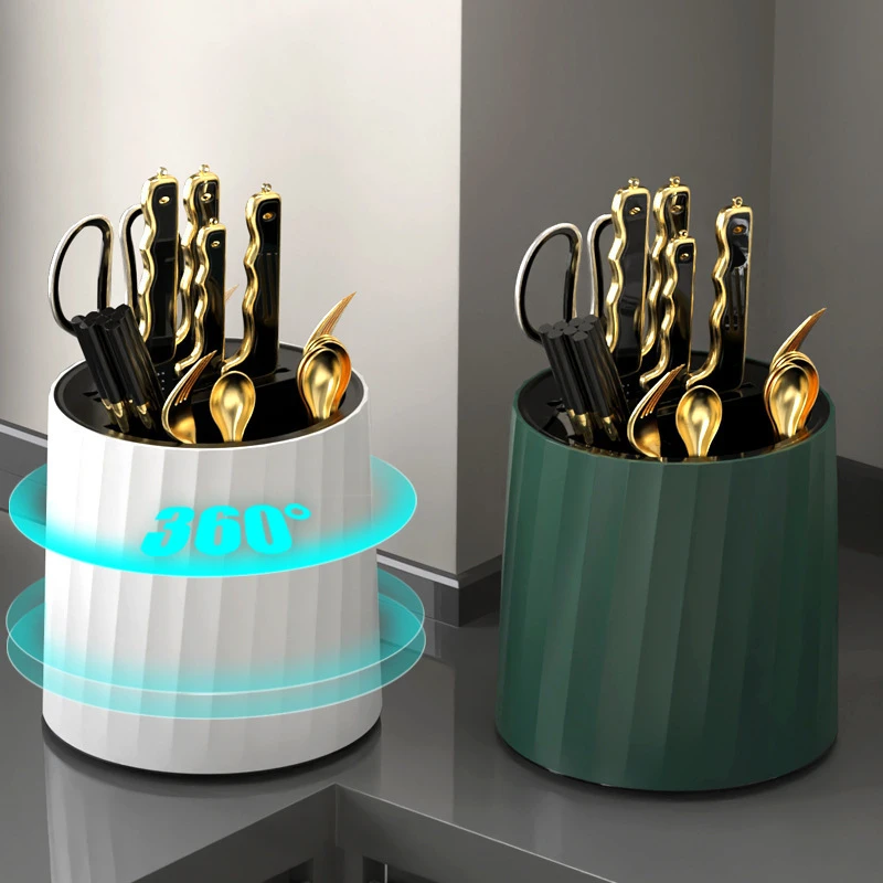 新款旋转厨房刀架置物架刀具收纳菜刀一体筷桶放筷笼筷子筒刀座