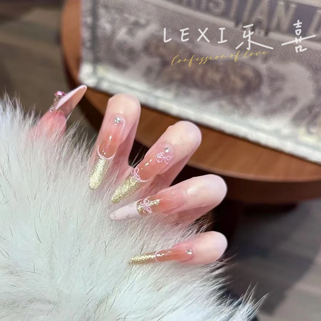 【丘比特之心】喵喵·氛围感少女心手工白法式美甲气质长款穿戴甲