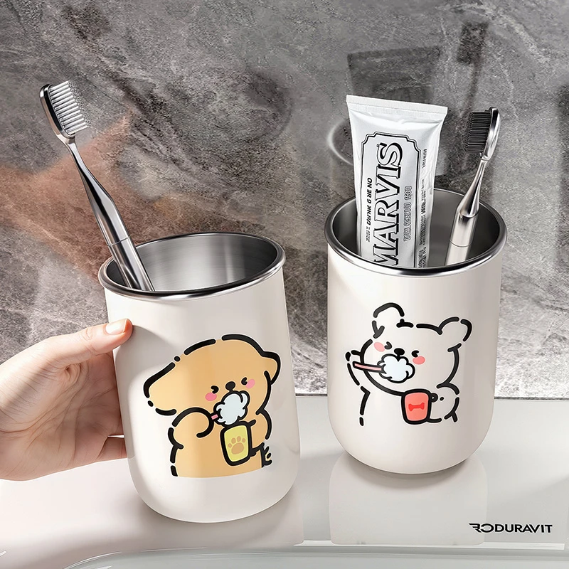 304不锈钢漱口杯防霉抗菌家用刷牙杯子牙缸可爱牙刷杯情侣款一对