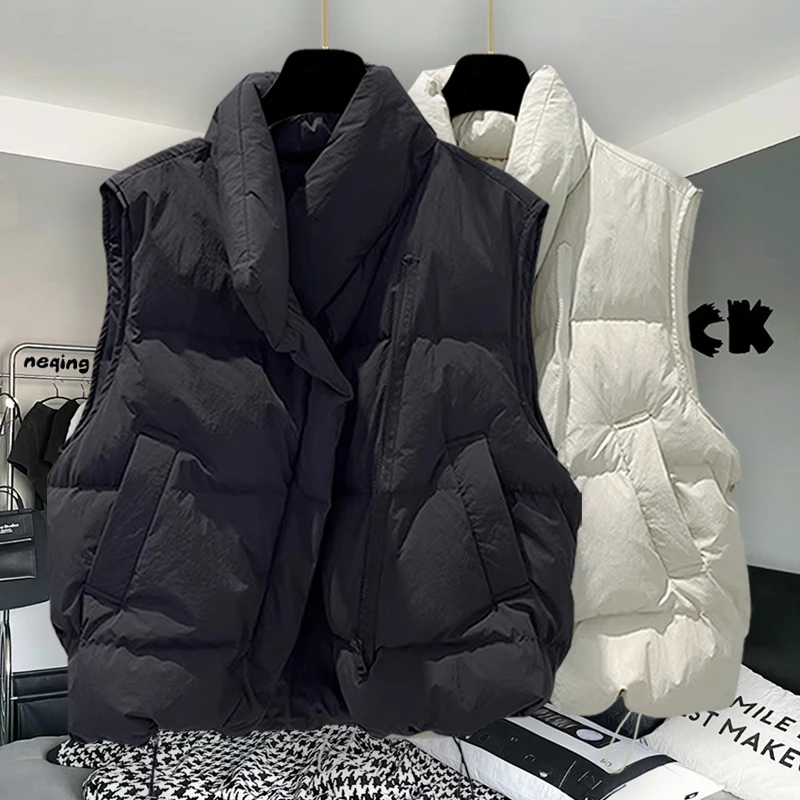 秋冬加厚保暖棉马甲男女同款韩版潮流宽松百搭休闲棉服外套