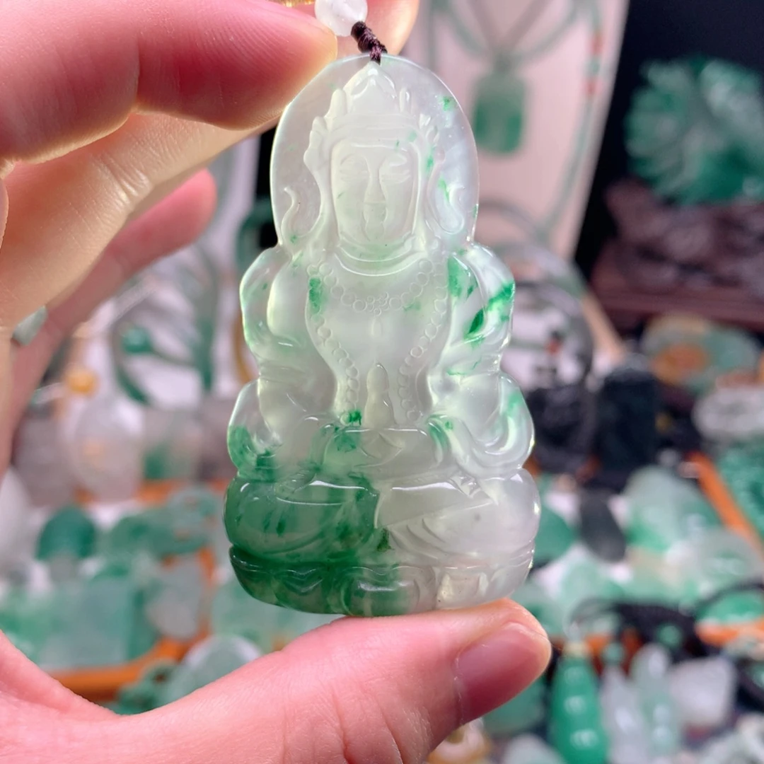 石英质玉（非洲翠）未镶嵌吊坠(不含链)