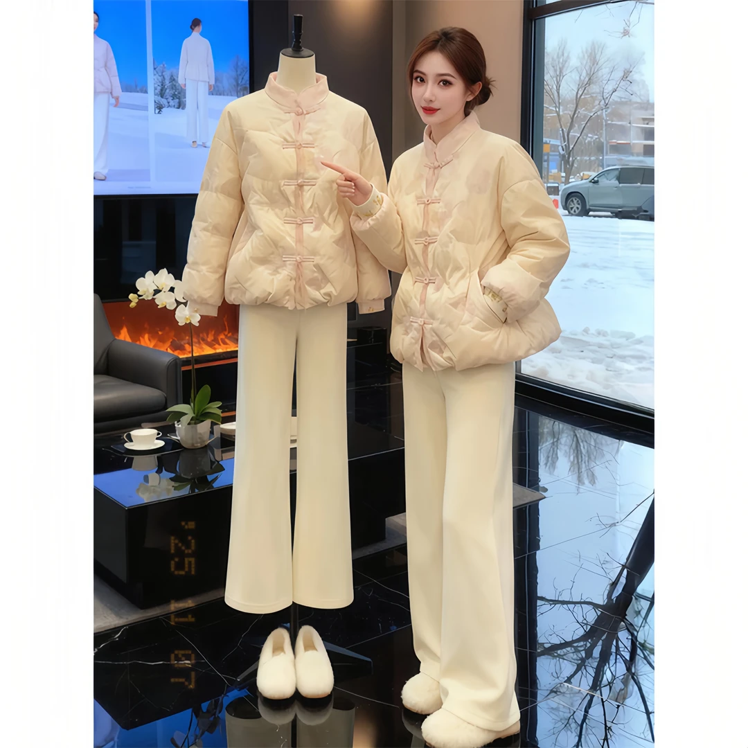 新中式气质贵气感蝴蝶保暖外套女装2025冬季新款加厚盘扣国风棉服