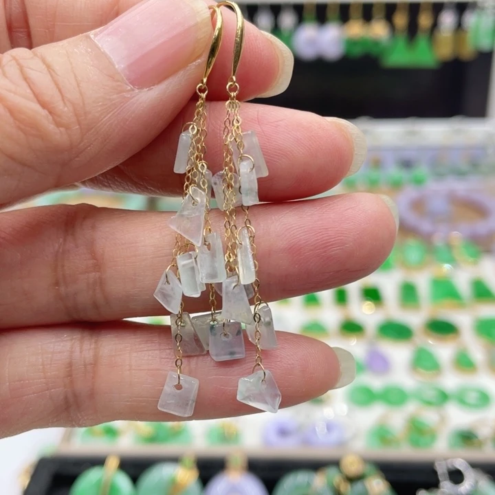 翡翠18K金镶嵌耳饰