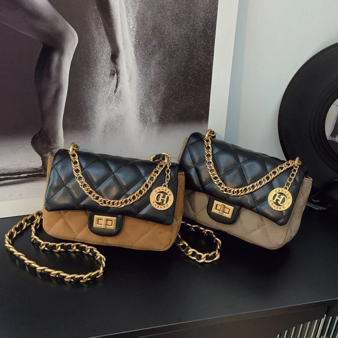 复古轻奢小香风菱格链条包女式新款时尚百搭单肩斜挎腋下小包