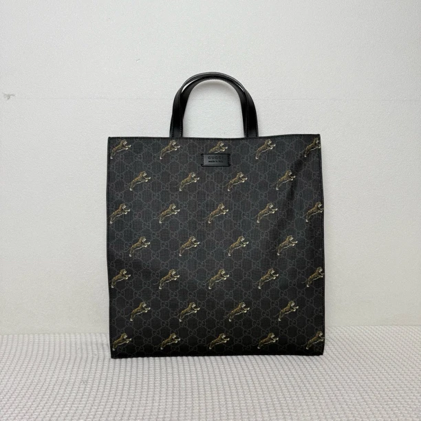 99新 GUCCI/古驰  98新/5938男士经典老虎印花竖版公文包
