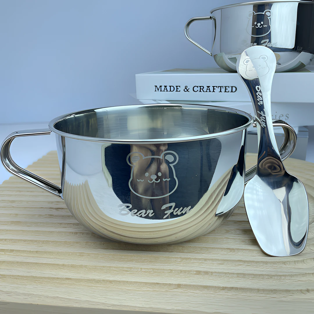 【支持检测】食品级SUS304小熊碗+SUS304元宝勺餐具