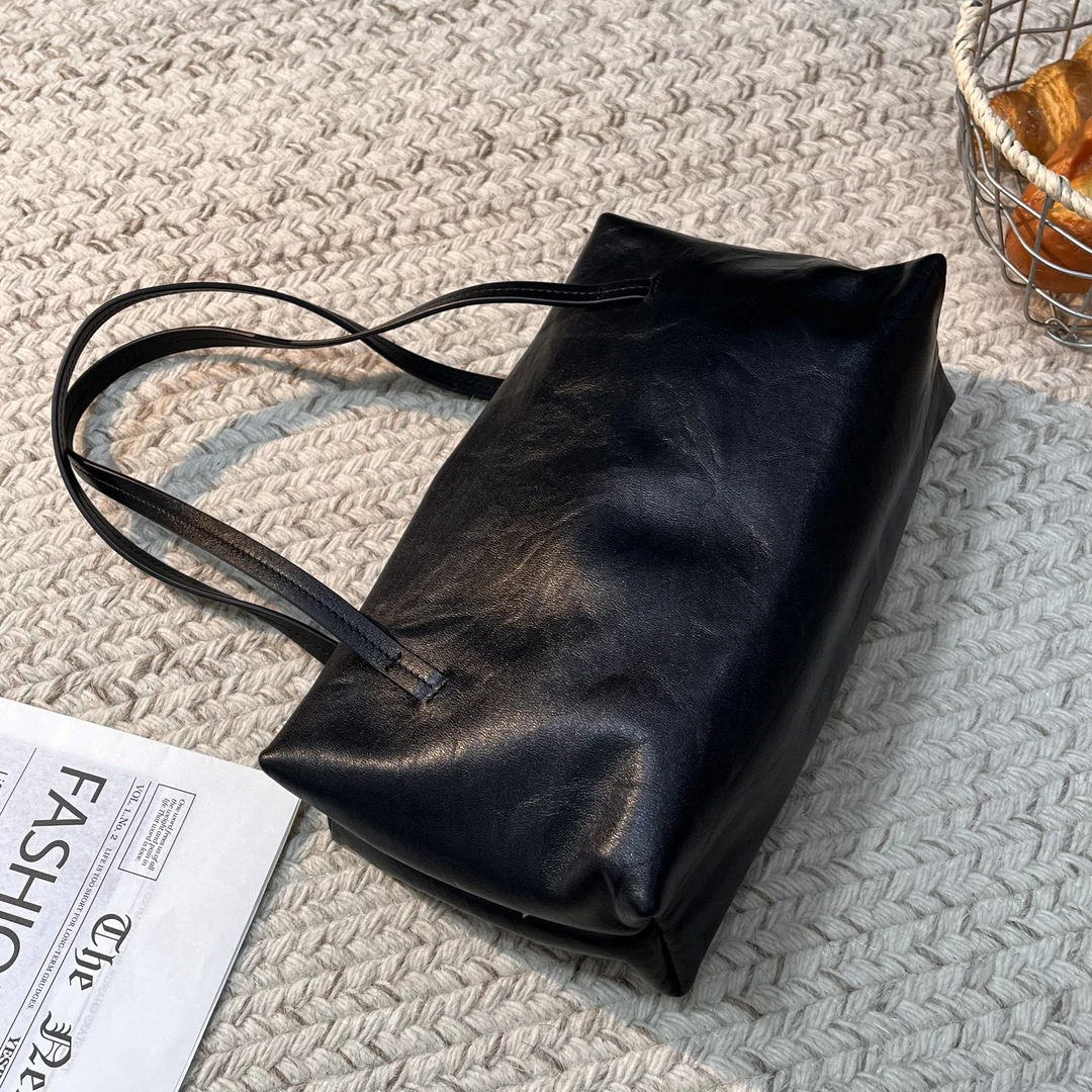 陈三北SSJ242【夹子】黑色 27CM 牛皮 金扣 单肩包 斜挎女包